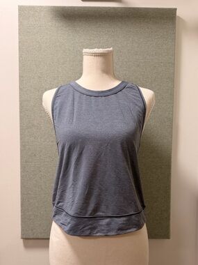 Lululemon Gray Blue Athletic Tank Top Size 2 Loose Fit Open Back